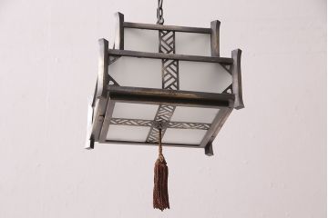 和製アンティーク　昭和初期　シャビーな質感がかっこいい!ノスタルジックな雰囲気が漂う天井照明(吊り下げ照明、ペンダントライト、電笠)(R-048869)