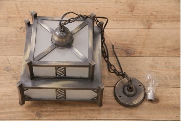 和製アンティーク　昭和初期　シャビーな質感がかっこいい!ノスタルジックな雰囲気が漂う天井照明(吊り下げ照明、ペンダントライト、電笠)(R-048869)