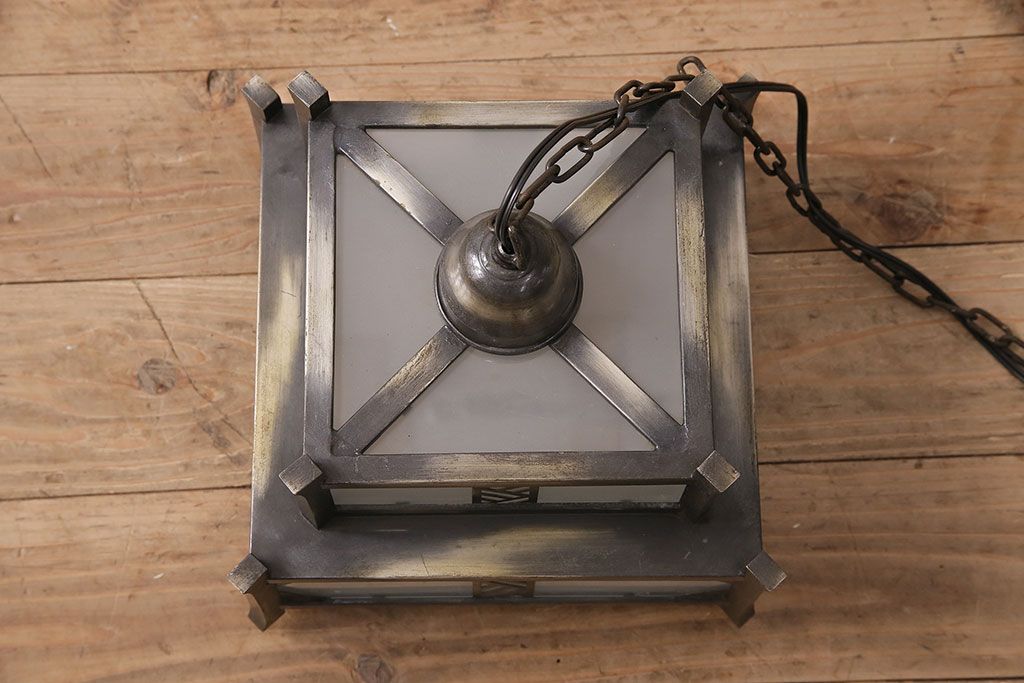 和製アンティーク　昭和初期　シャビーな質感がかっこいい!ノスタルジックな雰囲気が漂う天井照明(吊り下げ照明、ペンダントライト、電笠)(R-048869)