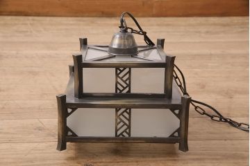 和製アンティーク　昭和初期　シャビーな質感がかっこいい!ノスタルジックな雰囲気が漂う天井照明(吊り下げ照明、ペンダントライト、電笠)(R-048869)