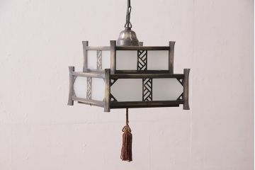 和製アンティーク　昭和初期　シャビーな質感がかっこいい!ノスタルジックな雰囲気が漂う天井照明(吊り下げ照明、ペンダントライト、電笠)(R-048870)