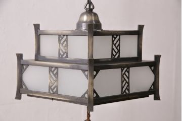 和製アンティーク　昭和初期　シャビーな質感がかっこいい!ノスタルジックな雰囲気が漂う天井照明(吊り下げ照明、ペンダントライト、電笠)(R-048870)