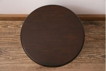和製アンティーク　昭和中期　脚のデザインがめずらしい!落ち着いた色合いのスツール(丸椅子、花台)(R-048875)