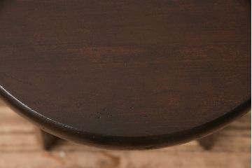 和製アンティーク　昭和中期　脚のデザインがめずらしい!落ち着いた色合いのスツール(丸椅子、花台)(R-048875)