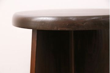 和製アンティーク　昭和中期　脚のデザインがめずらしい!落ち着いた色合いのスツール(丸椅子、花台)(R-048875)