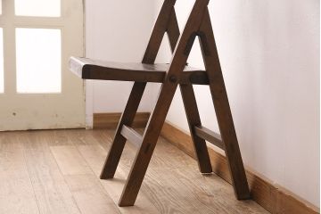 アンティーク家具　和製が珍しい!透かし彫りが魅力的な折りたたみチェア(折り畳みチェア、フォールディングチェア、椅子)(R-048876)