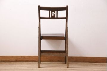 アンティーク家具　和製が珍しい!透かし彫りが魅力的な折りたたみチェア(折り畳みチェア、フォールディングチェア、椅子)(R-048876)
