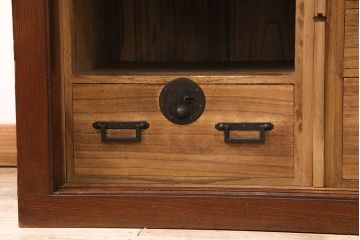 和製アンティーク　総ケヤキ材　美品!!堂々とした風格が漂う、明治期の越後帳場箪笥(銭戸棚、時代箪笥)(R-048879)