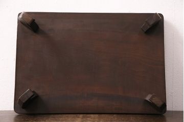 中古　伝統工芸　牡丹の花が美しく咲き誇る、日光彫りの花台(飾り台)(R-048882)