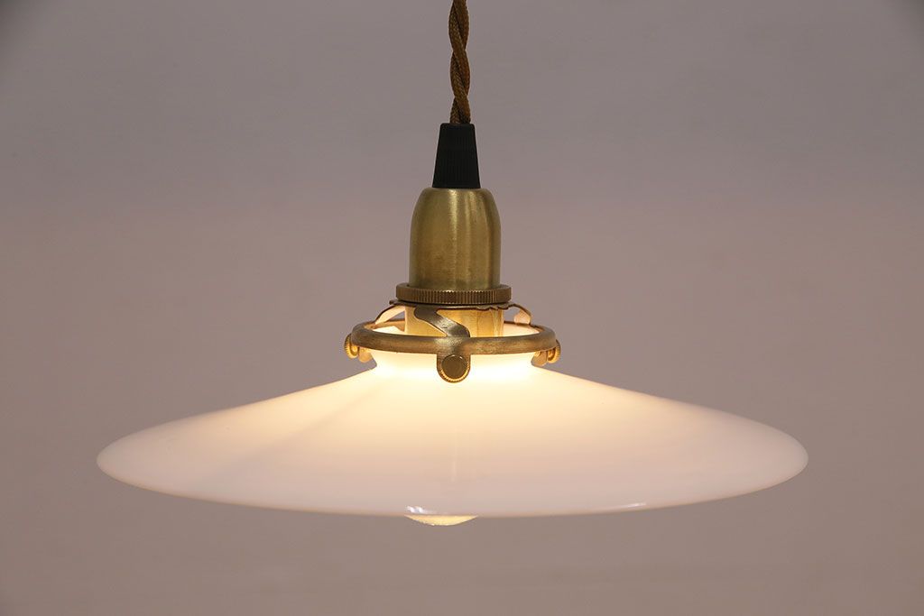 レトロ照明　シンプルで取り入れやすい!平笠シェードのペンダントライト2個セット(天井照明、吊り下げ照明、電笠)(R-048885)