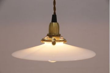 レトロ照明　シンプルで取り入れやすい!平笠シェードのペンダントライト2個セット(天井照明、吊り下げ照明、電笠)(R-048885)