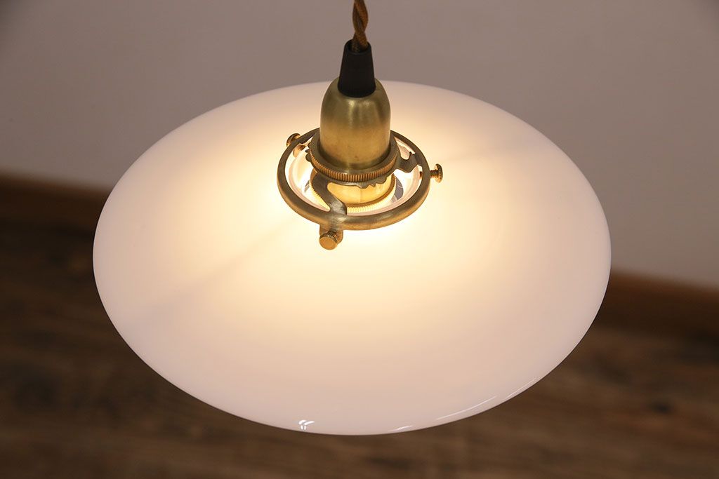 レトロ照明　シンプルで取り入れやすい!平笠シェードのペンダントライト2個セット(天井照明、吊り下げ照明、電笠)(R-048885)