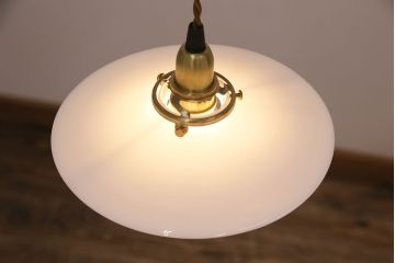 レトロ照明　シンプルで取り入れやすい!平笠シェードのペンダントライト2個セット(天井照明、吊り下げ照明、電笠)(R-048885)