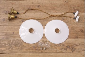 レトロ照明　シンプルで取り入れやすい!平笠シェードのペンダントライト2個セット(天井照明、吊り下げ照明、電笠)(R-048885)