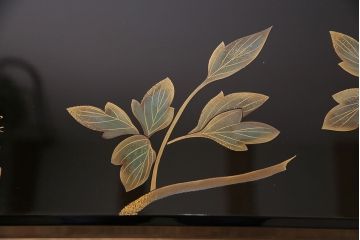 中古　伝統工芸　宗斎作　輪島塗　大輪の牡丹が優雅で気品溢れる座卓(ローテーブル)