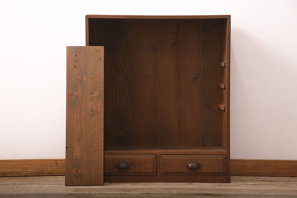 和製アンティーク　見せる収納を楽しめる!味わい深いシンプルな戸棚(収納棚、キャビネット)(R-048893)