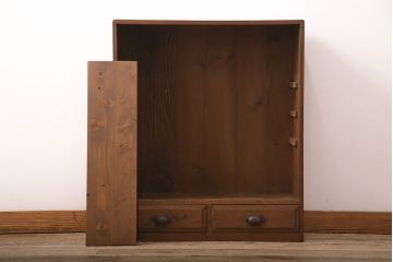 和製アンティーク　見せる収納を楽しめる!味わい深いシンプルな戸棚(収納棚、キャビネット)(R-048893)