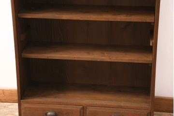 和製アンティーク　見せる収納を楽しめる!味わい深いシンプルな戸棚(収納棚、キャビネット)(R-048893)