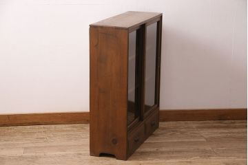 和製アンティーク　見せる収納を楽しめる!味わい深いシンプルな戸棚(収納棚、キャビネット)(R-048893)