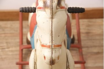 アンティーク雑貨　激レア!!　お部屋のオブジェとしてもおすすめの可愛らしい鉄製ロッキングホース(木馬)(R-048894)