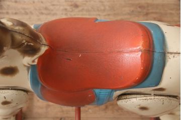 アンティーク雑貨　激レア!!　お部屋のオブジェとしてもおすすめの可愛らしい鉄製ロッキングホース(木馬)(R-048894)