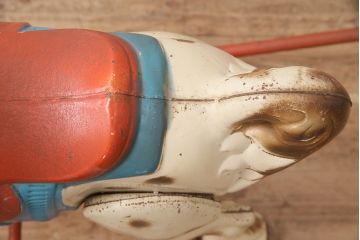 アンティーク雑貨　激レア!!　お部屋のオブジェとしてもおすすめの可愛らしい鉄製ロッキングホース(木馬)(R-048894)