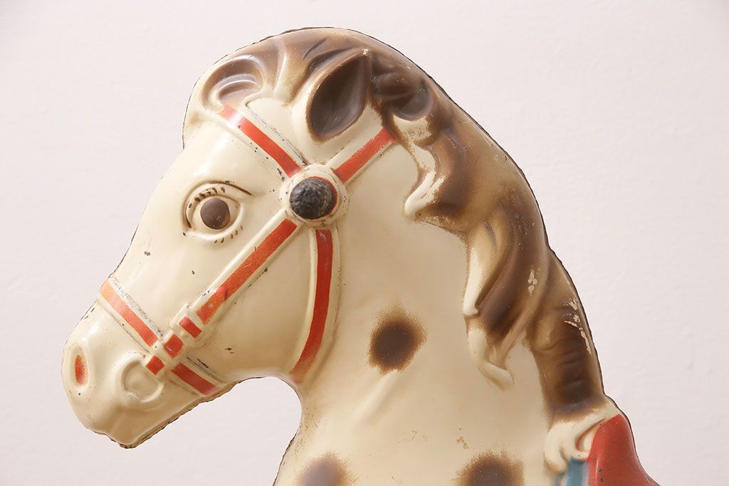 アンティーク雑貨　激レア!!　お部屋のオブジェとしてもおすすめの可愛らしい鉄製ロッキングホース(木馬)(R-048894)