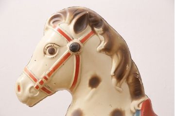 アンティーク雑貨　激レア!!　お部屋のオブジェとしてもおすすめの可愛らしい鉄製ロッキングホース(木馬)(R-048894)