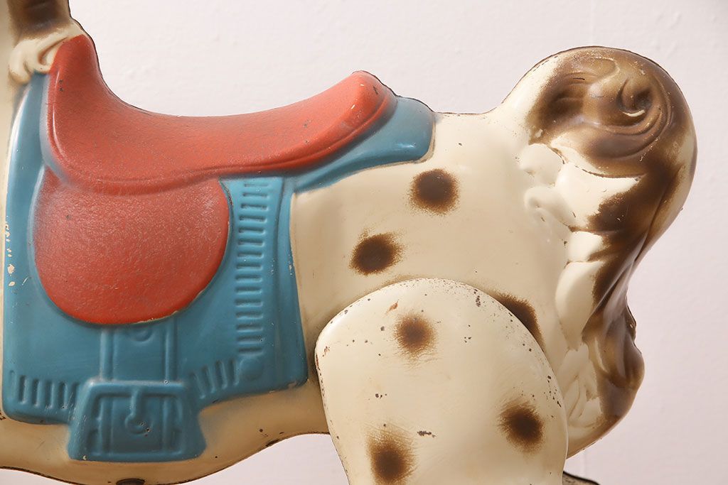 アンティーク雑貨　激レア!!　お部屋のオブジェとしてもおすすめの可愛らしい鉄製ロッキングホース(木馬)(R-048894)