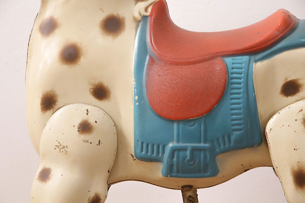 アンティーク雑貨　激レア!!　お部屋のオブジェとしてもおすすめの可愛らしい鉄製ロッキングホース(木馬)(R-048894)