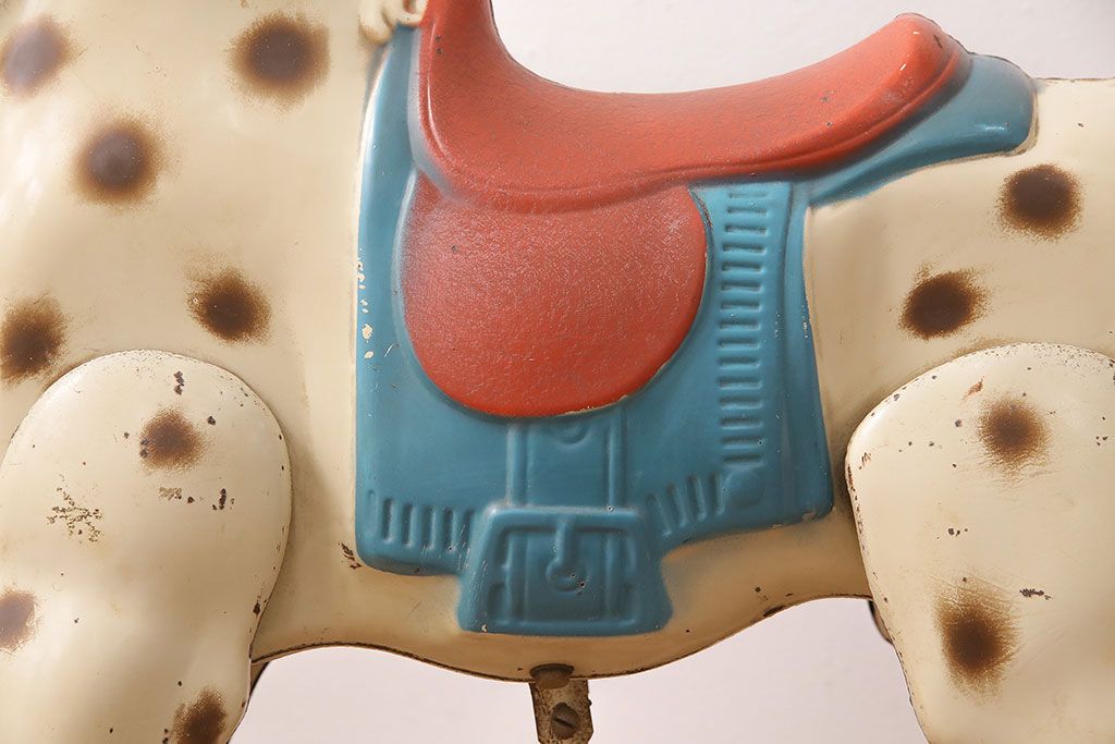 アンティーク雑貨　激レア!!　お部屋のオブジェとしてもおすすめの可愛らしい鉄製ロッキングホース(木馬)(R-048894)