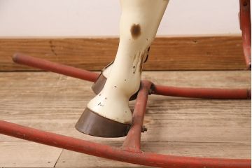 アンティーク雑貨　激レア!!　お部屋のオブジェとしてもおすすめの可愛らしい鉄製ロッキングホース(木馬)(R-048894)