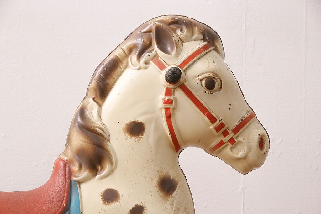 アンティーク雑貨　激レア!!　お部屋のオブジェとしてもおすすめの可愛らしい鉄製ロッキングホース(木馬)(R-048894)