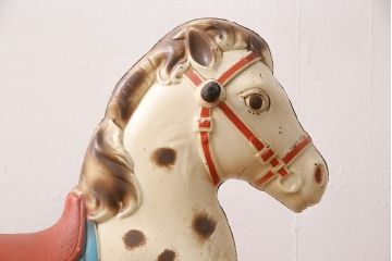 アンティーク雑貨　激レア!!　お部屋のオブジェとしてもおすすめの可愛らしい鉄製ロッキングホース(木馬)(R-048894)