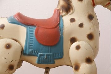 アンティーク雑貨　激レア!!　お部屋のオブジェとしてもおすすめの可愛らしい鉄製ロッキングホース(木馬)(R-048894)