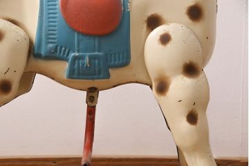 アンティーク雑貨　激レア!!　お部屋のオブジェとしてもおすすめの可愛らしい鉄製ロッキングホース(木馬)(R-048894)