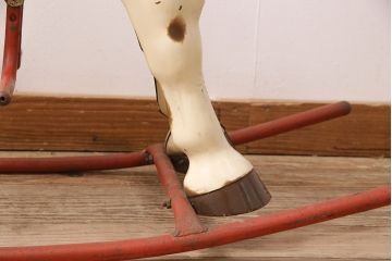 アンティーク雑貨　激レア!!　お部屋のオブジェとしてもおすすめの可愛らしい鉄製ロッキングホース(木馬)(R-048894)