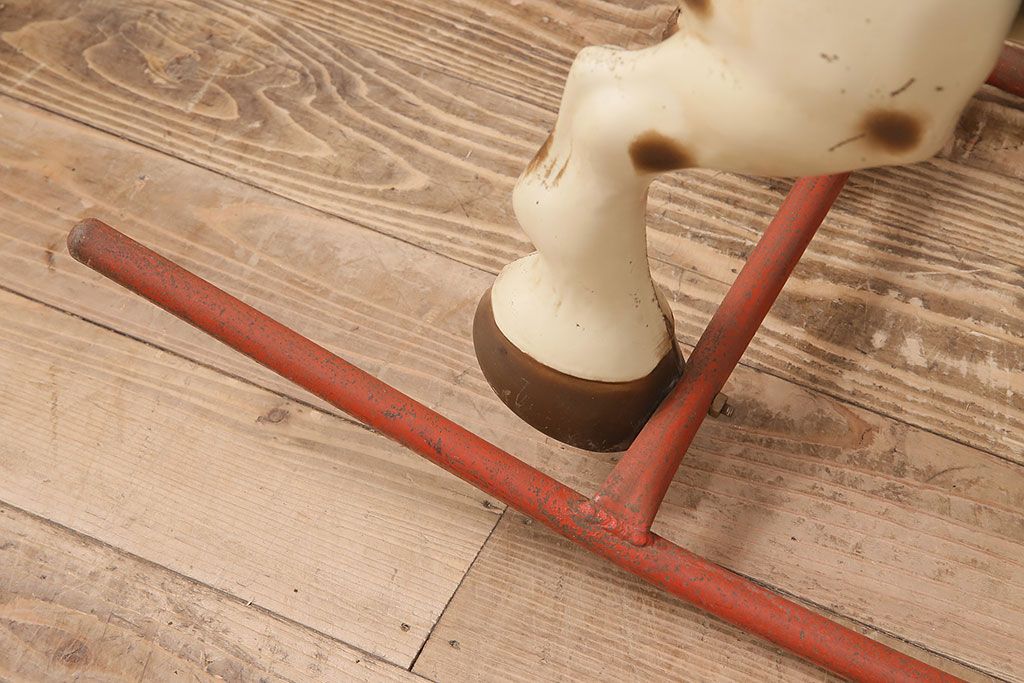 アンティーク雑貨　激レア!!　お部屋のオブジェとしてもおすすめの可愛らしい鉄製ロッキングホース(木馬)(R-048894)