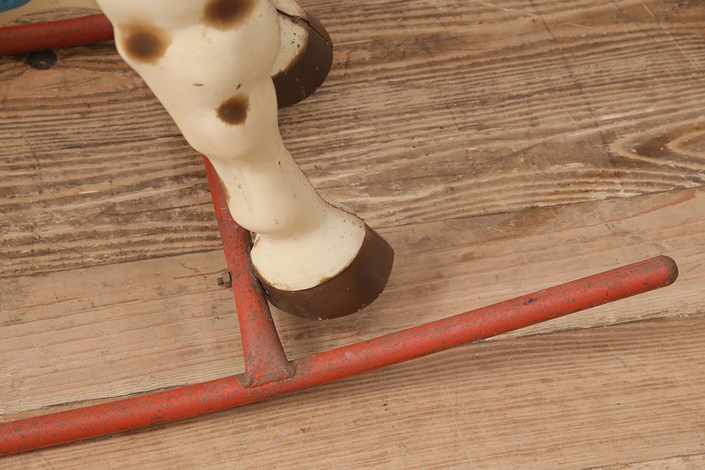 アンティーク雑貨　激レア!!　お部屋のオブジェとしてもおすすめの可愛らしい鉄製ロッキングホース(木馬)(R-048894)