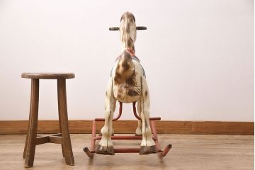 アンティーク雑貨　激レア!!　お部屋のオブジェとしてもおすすめの可愛らしい鉄製ロッキングホース(木馬)(R-048894)