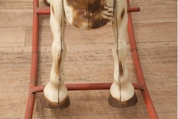 アンティーク雑貨　激レア!!　お部屋のオブジェとしてもおすすめの可愛らしい鉄製ロッキングホース(木馬)(R-048894)