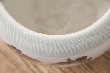 アンティーク雑貨　山水の図が和の風情漂う瀬戸火鉢(鉢カバー)(R-048895)