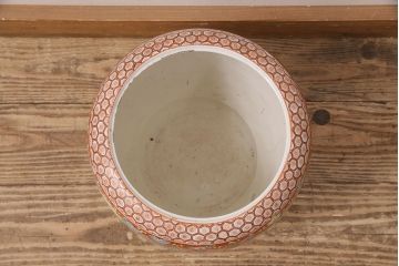 アンティーク雑貨　花尽くしの図が空間を彩る十錦手の瀬戸火鉢(鉢カバー)(R-048897)