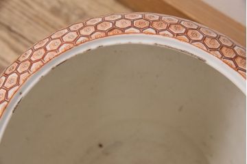 アンティーク雑貨　花尽くしの図が空間を彩る十錦手の瀬戸火鉢(鉢カバー)(R-048897)