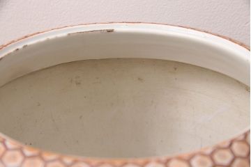 アンティーク雑貨　花尽くしの図が空間を彩る十錦手の瀬戸火鉢(鉢カバー)(R-048897)