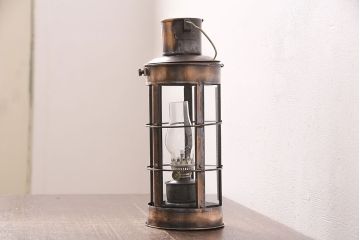 中古　棒芯4mm　持ち運びができる、ジャンクな風合いがかっこいいオイルランプ(ランタン、テーブルランプ)(R-048904)