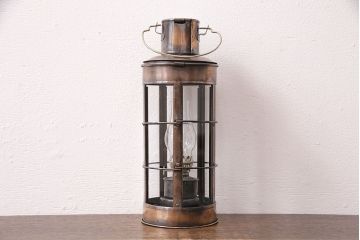 中古　棒芯4mm　持ち運びができる、ジャンクな風合いがかっこいいオイルランプ(ランタン、テーブルランプ)(R-048904)
