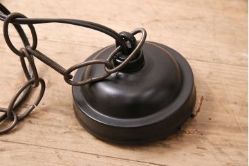 中古　アイアン　気泡ガラスがキラキラ輝くペンダント照明(天井照明、吊り下げ照明、シェード)(R-048905)