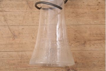 中古　アイアン　気泡ガラスがキラキラ輝くペンダント照明(天井照明、吊り下げ照明、シェード)(R-048907)