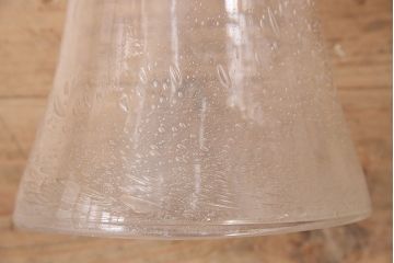 中古　アイアン　気泡ガラスがキラキラ輝くペンダント照明(天井照明、吊り下げ照明、シェード)(R-048907)